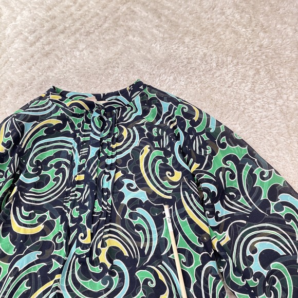 Banana Republic Blouse Womens Medium Swirl Print LS Boho Abstract Hippie Gypsy - Picture 8 of 11